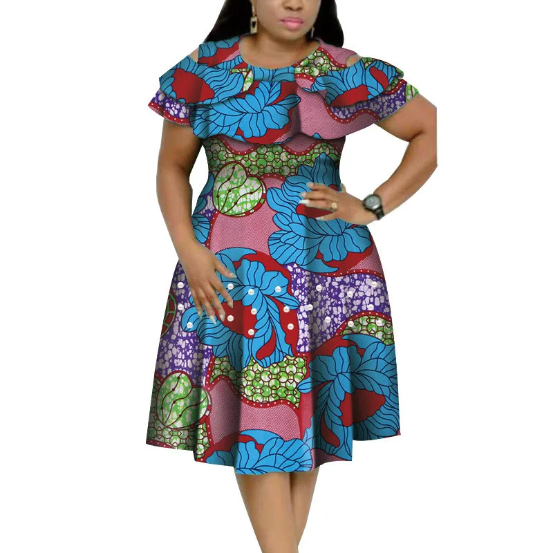 new summer elegent fashion style printing african women cotton plus size dress XS-6XL - Цвет: 7