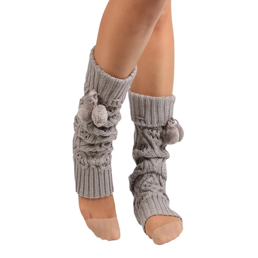 39cm Long Women Winter Leg Warmers Warm Boot Socks Two Balls calentadores de piernas mujeres гамаши гетры для танцев polainas