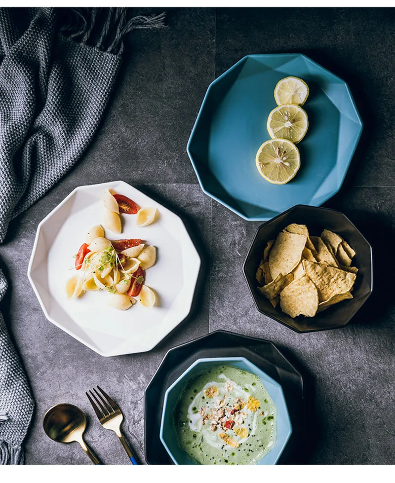 Нордическая матовая неправильная Западная тарелка Салатница салатная тарелка необычной формы набор керамической посуды