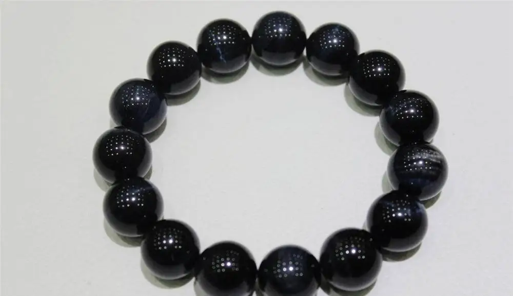 

High Quality bracelet Blue Ghost Tiger Eye 14.5mm 8.5"handmade"No metal