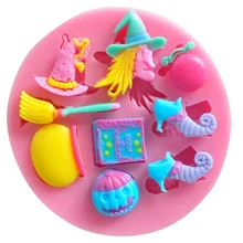 

witch pumpkin Halloween magic wizard silicone mold cake decoration fondant sugar process mold kitchen tools