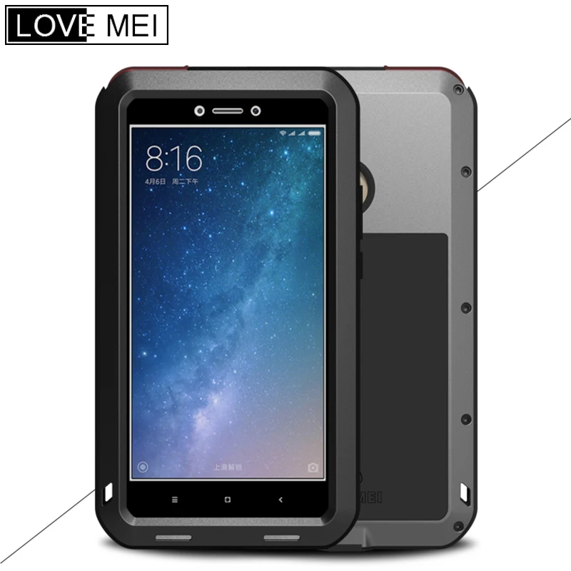 

LOVE MEI Aluminum Metal Silicone Hybrid Armor Case For Xiaomi Mi Max Luxury Doom Waterproof Shockproof Cover Case for Max 2 3