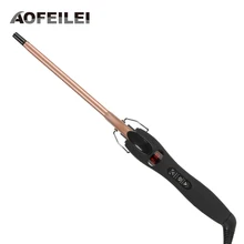 Aofeilei-Rizador de pelo profesional, plancha de cabello digital para rizos con cono de flor de pera de cerámica, rizador de pelo de salón de belleza 9mm