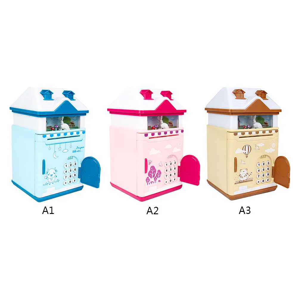 

Banking Toys Rabbit House Money Saving Box with LED Light Electric Coin Money Music Bank Money Saving Box for Kids Coin Money