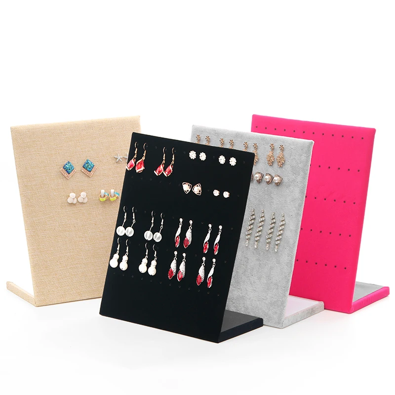 30 pairs of Earring Display Stand Holder L Shape Velvet Stud Earrings