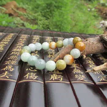

9mm natural Burma jade bracelet Sancai delicate jade hand bead jade beads genuine series for men and women section