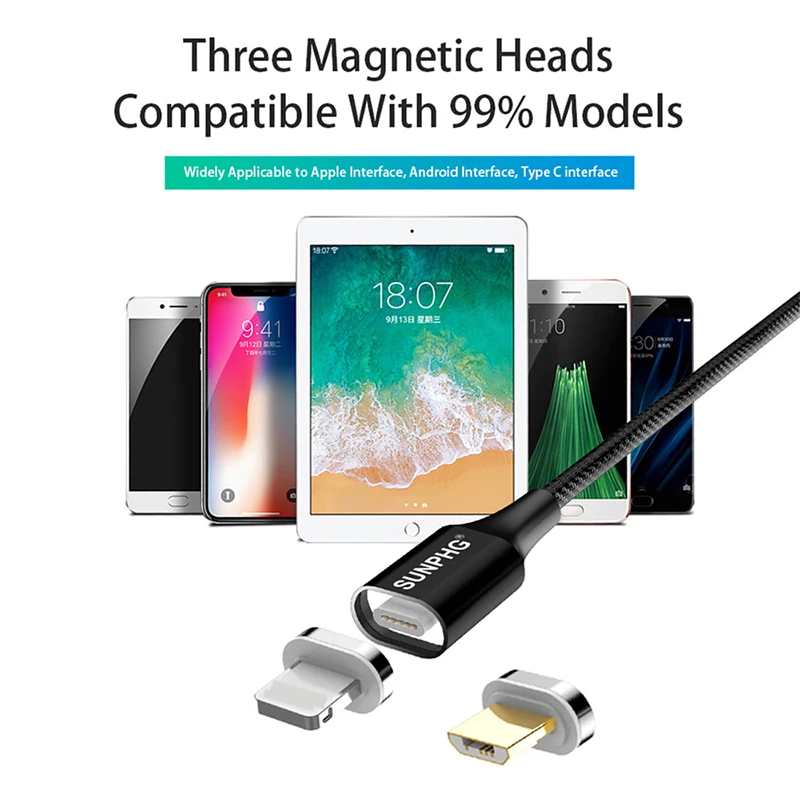 Магнитный зарядный кабель SUNPHG для Samsung Android A7 A6 Galaxy S7 Micro usb 3 А быстрой зарядки и