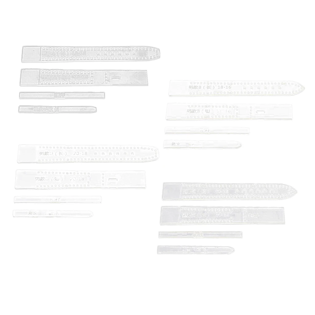 4 Sets Transparent Acrylic Watchband Strap Stencils Template Tools for Leather DIY Crafts
