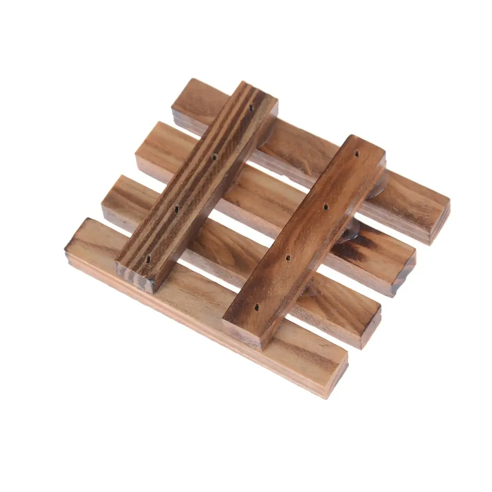 Soap Holder Dish Bathroom Shower Storage Support Plate Stand Wood Box Natural Soap Dishes 9 X 7cm