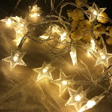 Новогодняя светодиодная гирлянда 1,5 м, 3 м, 6 м, 10 м, водонепроницаемая гирлянда со звездами для украшения дома на Рождество, свадьбу, батарейка
