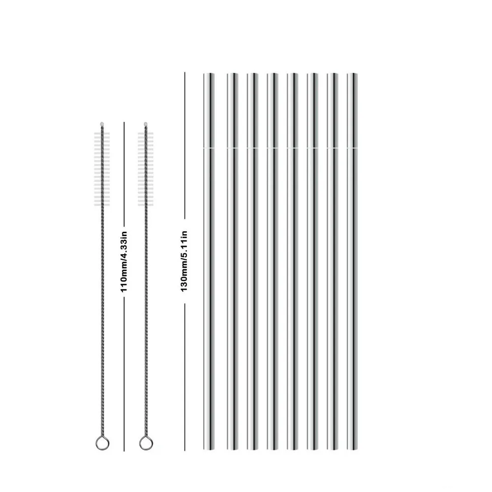 

2/4/8PCS 130*6mm Kids Metal Straw Set Drinking Straw 304 Stainless Steel Reusable Straw with 110mm Brush For kids
