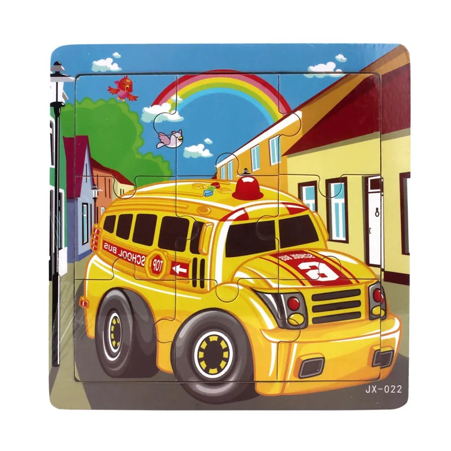 High Quality Wooden Police Car Kids Jigsaw Toys For Children Education