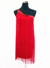 Single Shoulder Fringe Dresse one shoulder sloping shoulder slim hip vest dress flare sequined club mini dance dress with tassel