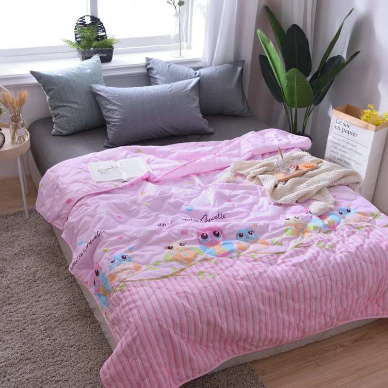 

2019 New Owl Floral Printed Aircondition Blanket for Home Patchwork Spring Summer Quilt Comforter Bed Cover Bedspread colcha