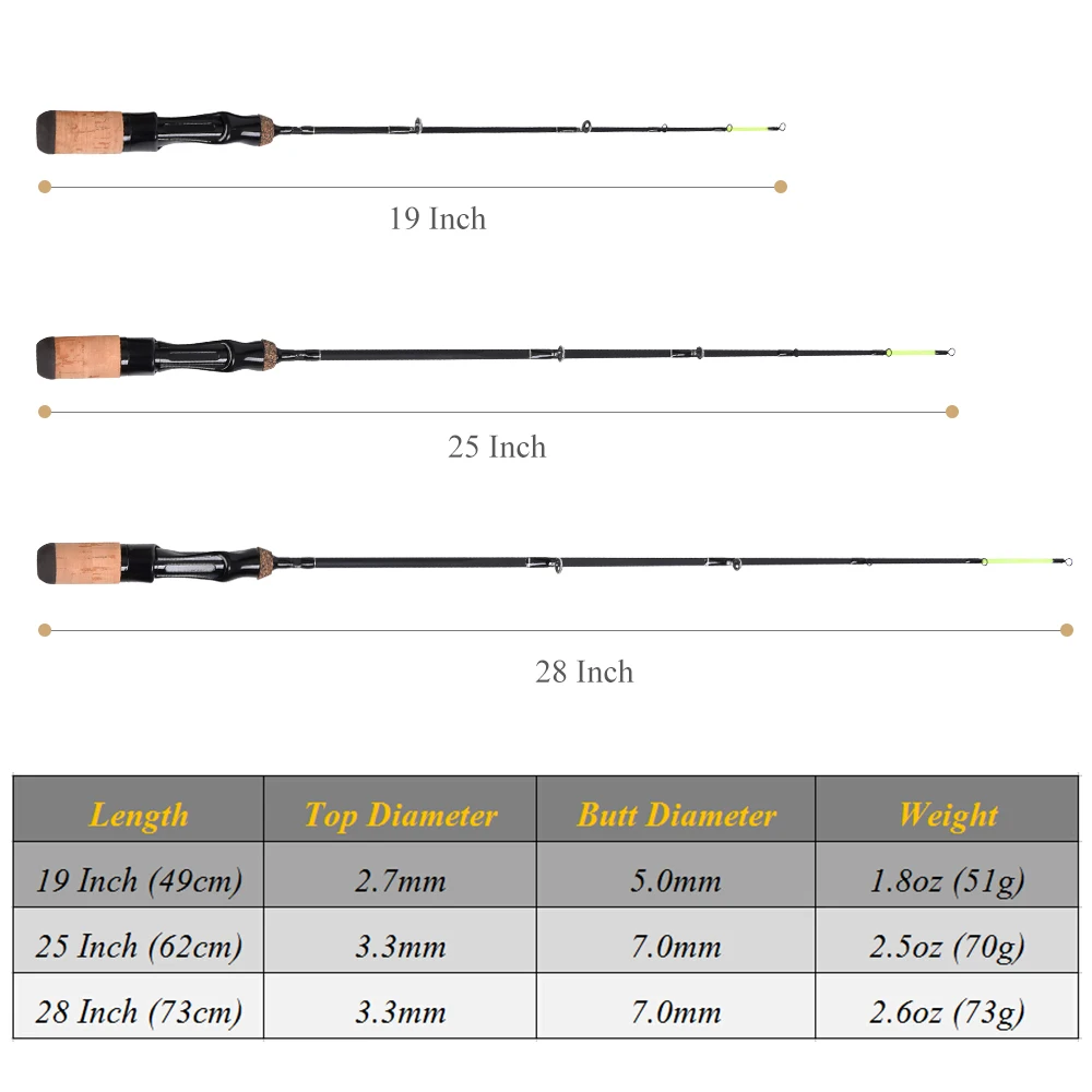 LEO легкая ледяная Удочка из стекловолокна зимняя удочка Рыболовная Снасть инструмент 19 дюймов/25 дюймов/28 дюймов