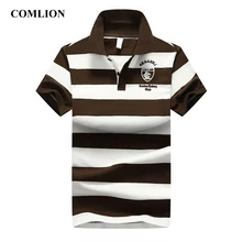 COMLION новые рубашки поло Для мужчин Хлопковые полосатые летние рубашки поло короткий рукав тенниски Для мужчин s Повседневное Бизнес одежда высокого качества