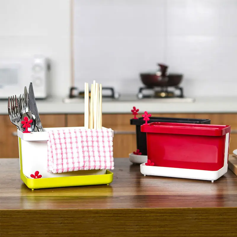 FHEAL Kitchen Draining Storage Rack Sink Sponge Cleaning Brush Towel Holder Utensils Storage Shelf Bathroom Organizer Rack (6)