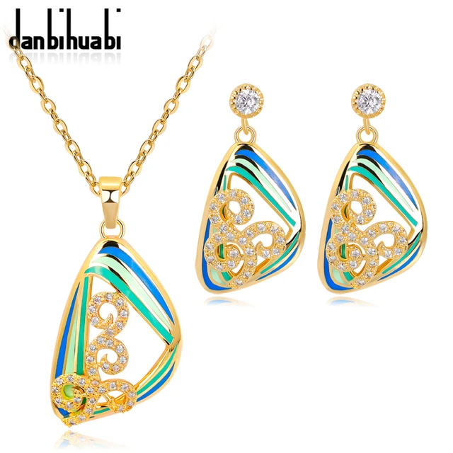 Enamel Indian Bridal Jewelry Sets Zircon Necklace Earrings With Enamel Indian Bridal Jewelry Sets Zircon Necklace Earrings With Stones Costume For Women Gold
