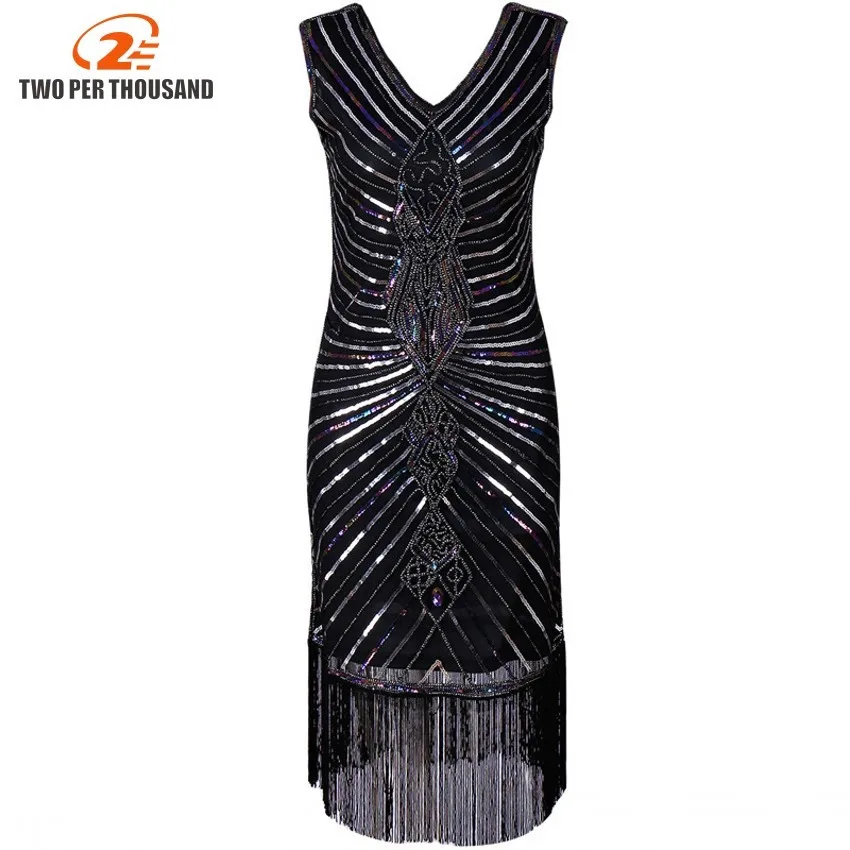 

Women 1920 S Diamond Paillets Decorated Fringe Great Gatsby Flapper Dress Sleeveless Retro Midi Party Dress Ukraine Vestidos