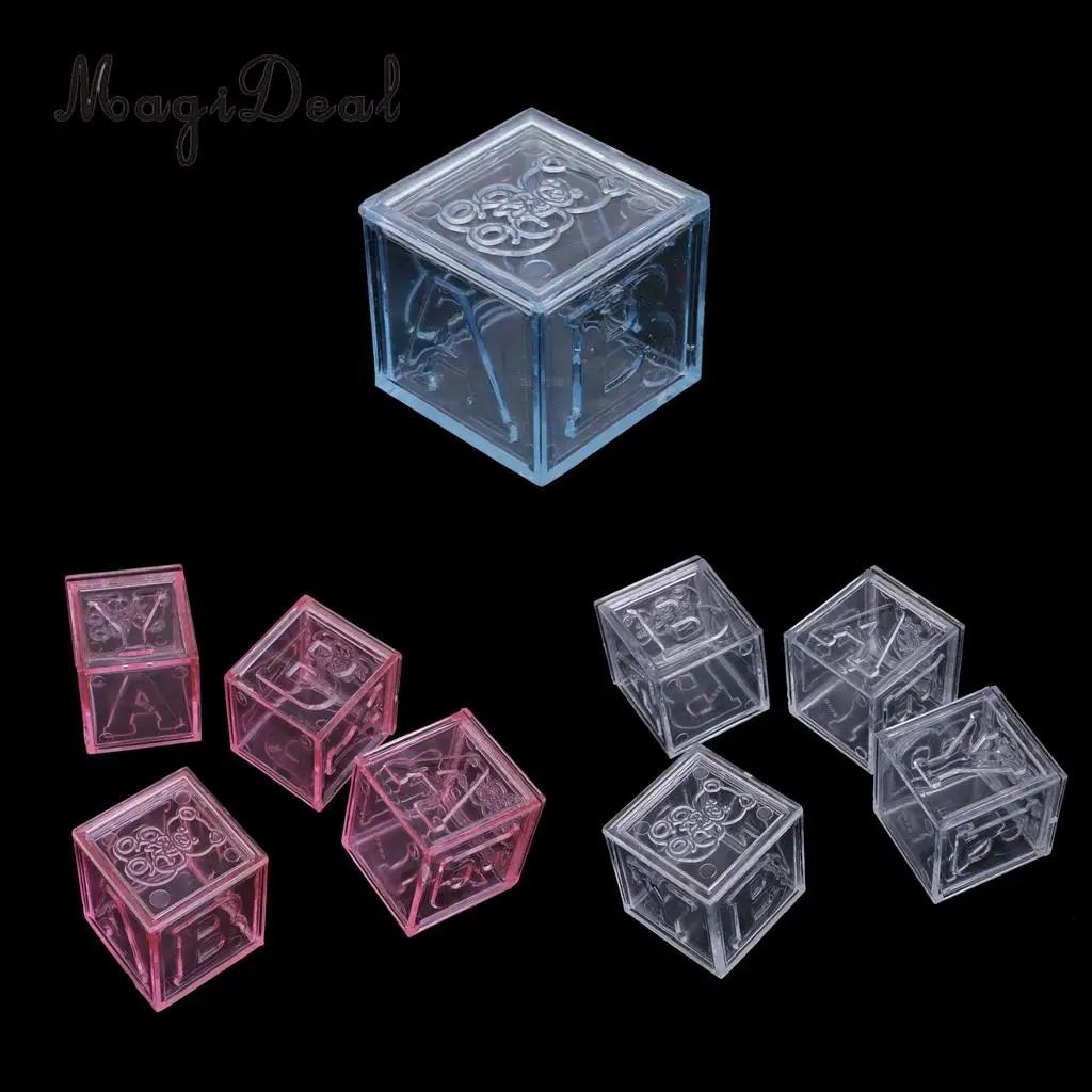 MagiDeal 12 Pieces Clear Bear Baby Square Chocolate Candy Gift Boxes for Baby Shower Birthday Christening Party 4.5cm/5cm