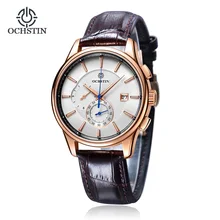OCHSTIN Мужчины роскошные Часы Мужчины Хронограф Спортивные Часы Натуральная Кожа мужская Кварцевые Наручные Часы relogio мужской