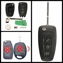 3 Кнопки Uncut дистанционного Брелок W/4D63 чип 433 мГц для Ford/Focus/C-MAX/s -MAX/Mondeo/Fiesta