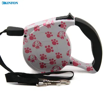 

50Pcs/Lot Automatic Retractable Pet Traction Rope Pet Telescopic Traction With Pink Footprints 4.5M
