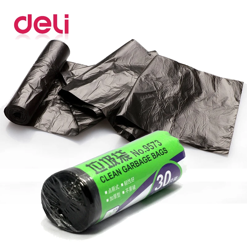 

Deli garbage bag 30pcs 1 roll High Qulity Storage plastic Bag thickening Waste Bags Trash Bucket Desk Mini Bin Colored Kitchen