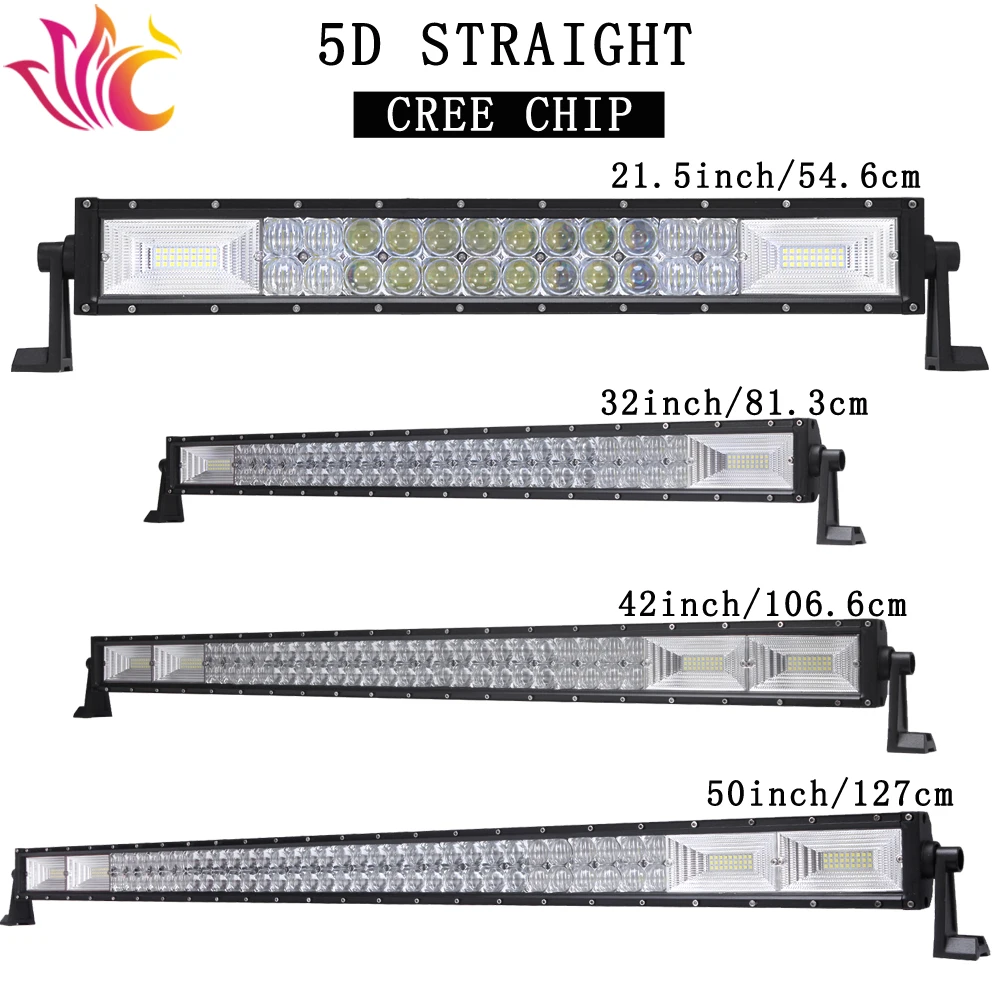

22'' 32'' 42'' 50'' 5D Led Light Bar Combo Beams 12v for Off-Road Trailer Trucks SUV ATVs UAZ GAZ Boat Offroad Work Lights Lamp