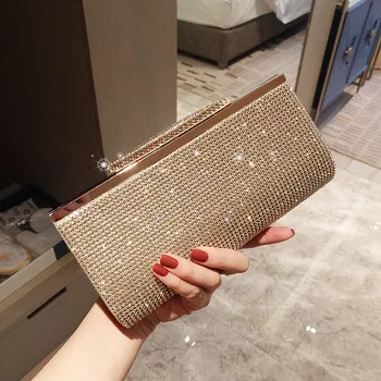 

Crystal Metallic Shoudler Bags Lady Convenient Wallet Shoulder Chains Sublimation Dinner Party Evening Clutch Bags