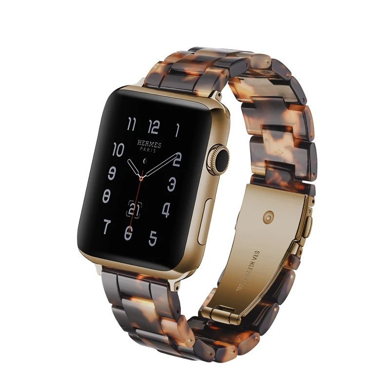 Ремешок для часов из смолы для Apple Watch, 38 мм, 42 мм, 40 мм, 44 мм, ремешок с пряжкой из нержавеющей стали, браслет для iWatch, серия 5, 4, 3, 2, 1