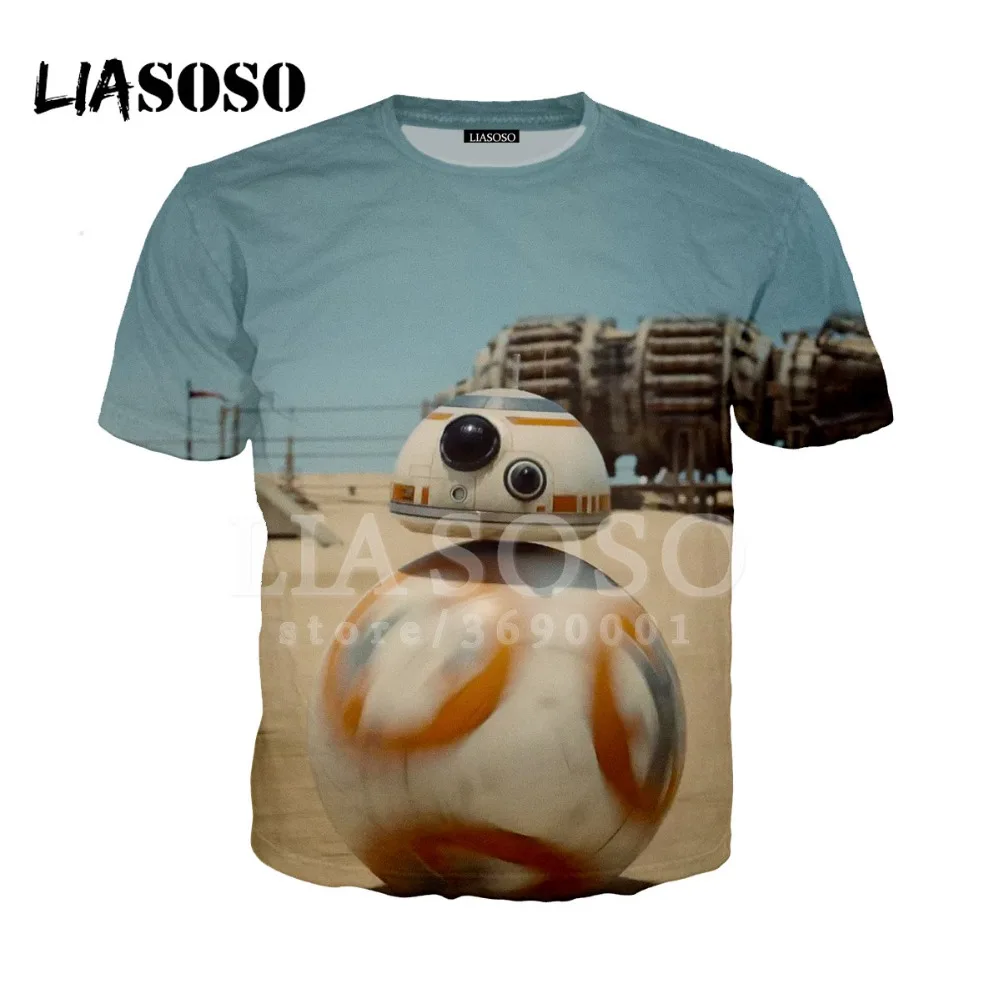 

LIASOSO 2018 3D Print Women Men Famous Movie Star Wars Funny Cute BB8 Tshirt Summer T-shirt Hip Hop Pullover Short Sleeve X0864