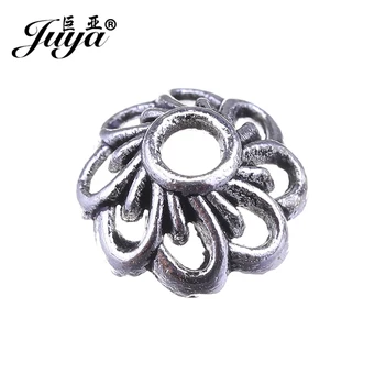 

JUYA Hollow Out Beads End Caps 4x9mm 50pcs/lot Ancient Silver Flower Metal Tip Bead Caps for Jewelry Making Finding AC0077