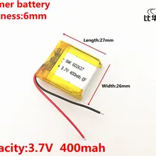 3,7 V 400mAH 602627 602626 PLIB полимерный литий-ионный/литий-ионный аккумулятор для умных часов
