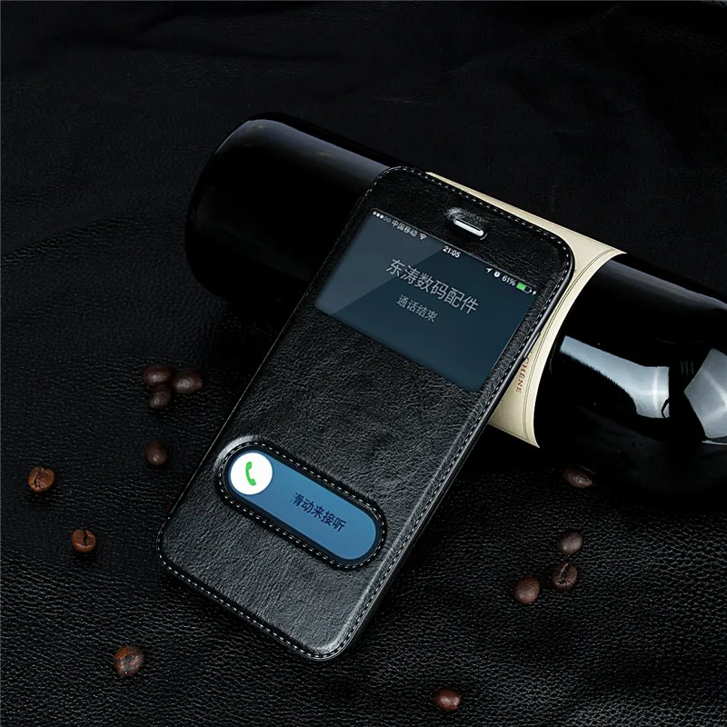 

Luxury Flip Cover Leather Case for iPhone 5 5s SE 6 6s Plus 7 Plus 8 Phone Case Shockproof Window Back Cover for iPhone 8 Case