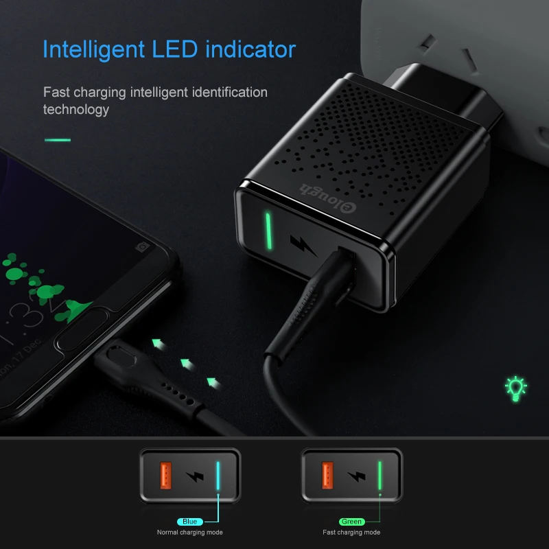 Elough 18 W سريعة تهمة 3.0 4.0 USB شاحن سامسونج Xiaomi هواوي فون الاتحاد الأوروبي كوالكوم سريع الهاتف المحمول شاحن محول الطاقة