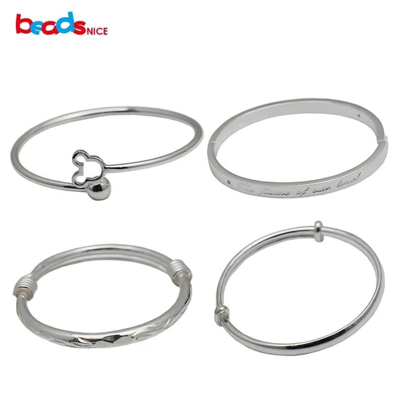 

Beadsnice trendy jewelry sterling silver bangle adjustable wide silver bangle bracelet gift for girls ID 34735