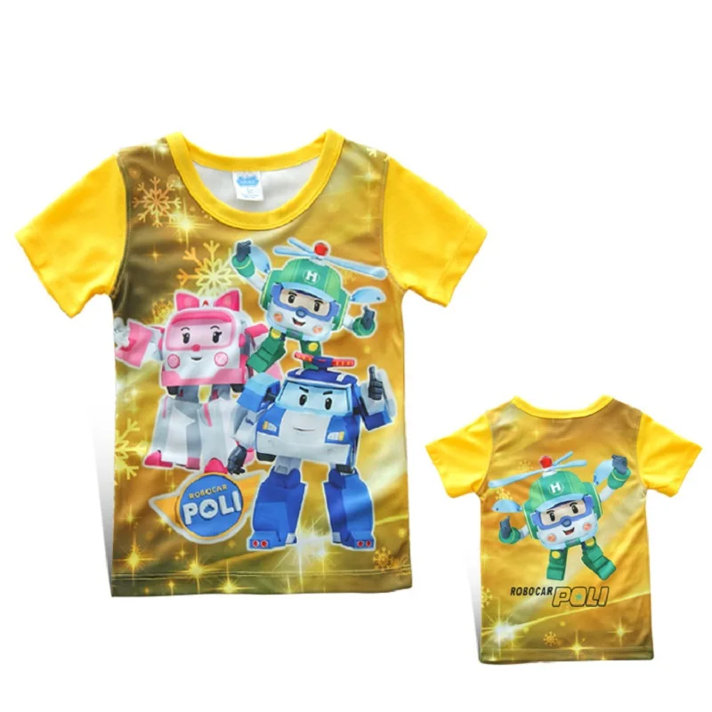 

New POLI ROBOCAR children kids boys girls t shirt cotton baby kids boys girls shirts for summer kids baby tees wear Clothing