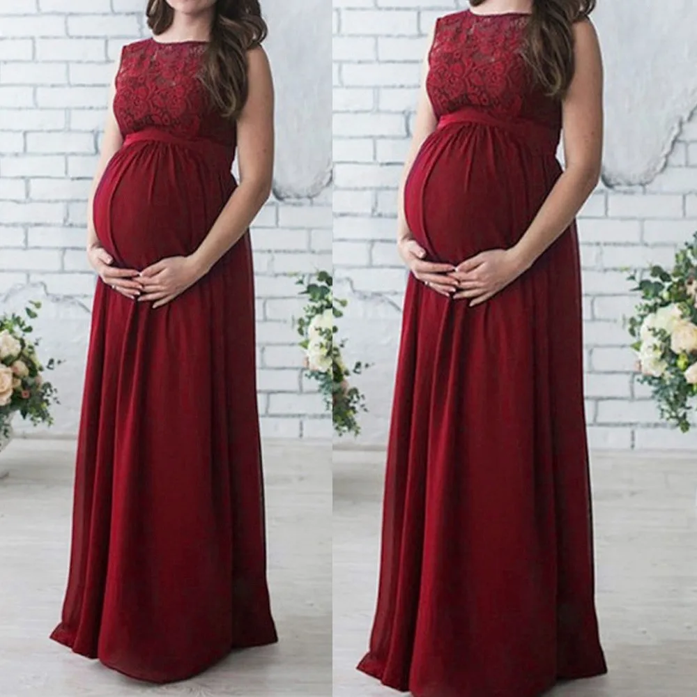 

MUQGEW maternity dresses for women Pregnant Lace Long Maxi Dress Maternity Gown for pregnant women Clothes#y2