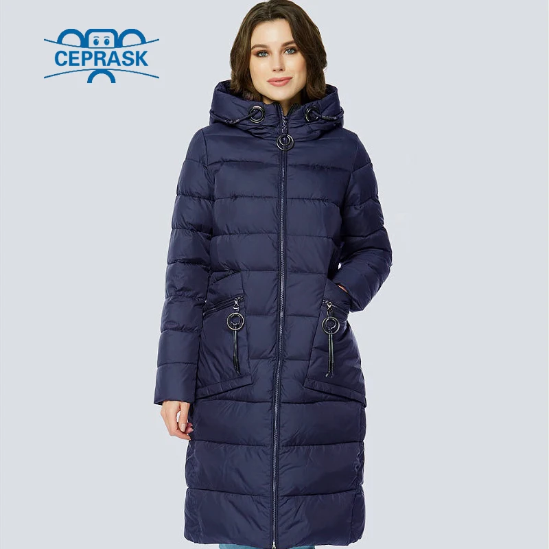 CEPRASK 2018 High Quality Winter Jacket Parkas Women Plus Size Long Fashionable Women's Winter Coat Hooded Warm Down Jackets
