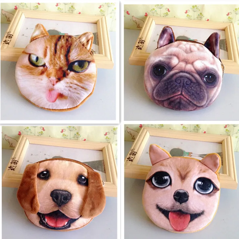 women casual coin purse high quality plush dog purses fashion card holder ladies small handmade cloth bags children wallet