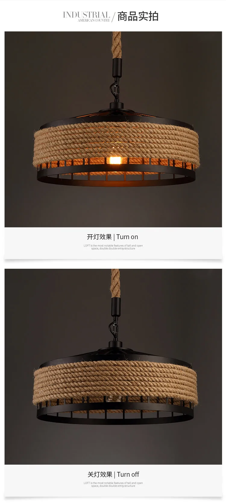Американская деревенская кованая креативная Подвесная лампа кофейная бар столовая ручная вязка пеньковая веревка люстра