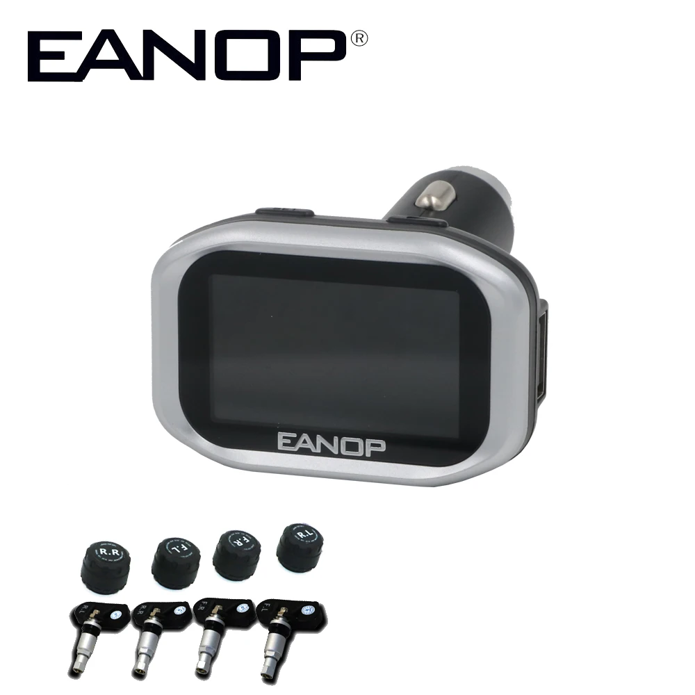 EANOP C200 USB TPMS система контроля давления в шинах цифровой ЖК-дисплей автомобильное зарядное устройство с 4 колесами внутренняя и внешняя сенсор