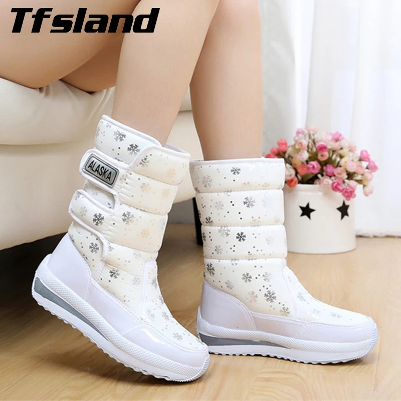 

Women's Waterproof Snow Boots Snowflake Cotton Super Warm Sneakers Women Winter Platform Ankle Shoes Snowboarding & Skiing Shoes