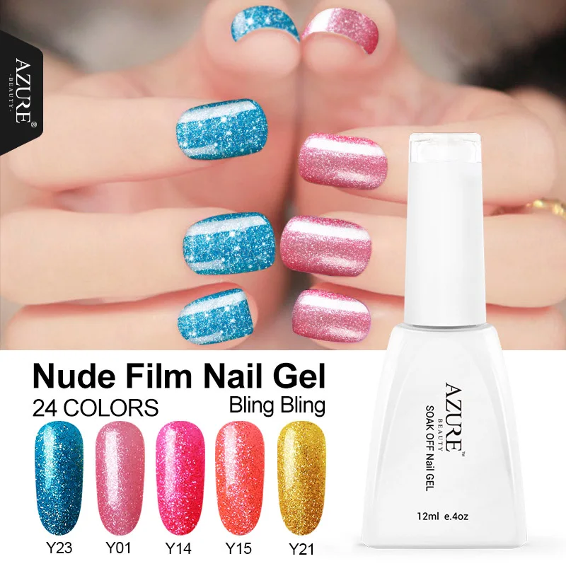 

Azure Beauty 12ml Fashion Shiny Color UV Nail Gel Polish Glitter Nail Polish Pink Color UV Nail Gel Polish Soak-off Gel Polish