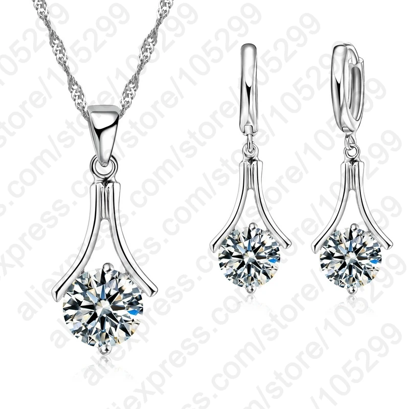

Fashion Cubic Zircon Jewelry Sets For Women Exquisite Luxury 925 Sterling Silver Necklace Earrings Set Wholesale Price