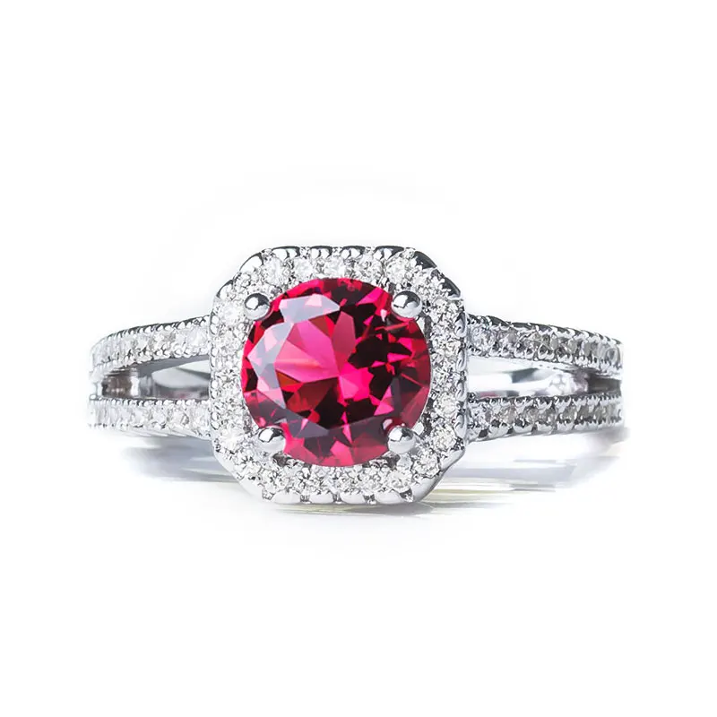 

QCOOLJLY Wholesale 9 Colors Elegant Fashion Silver Wedding Engagement Ring For Women Lady AAA 1 ct Square Gem Ring Size 5-10