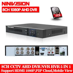 NINIVISION 1080 P 2mp CCTV Камера 1080N 8-канальный 8CH видеонаблюдения Регистраторы гибридный 5 в 1 WI-FI Onvif NVR TVI CVI AHD DVR