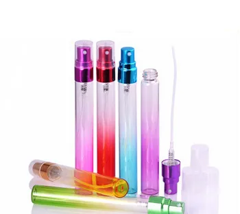 

2017 New 500pcs/ 10ml Mini Portable Colorful Glass Perfume Bottle With Atomizer Empty Cosmetic Containers For Travel