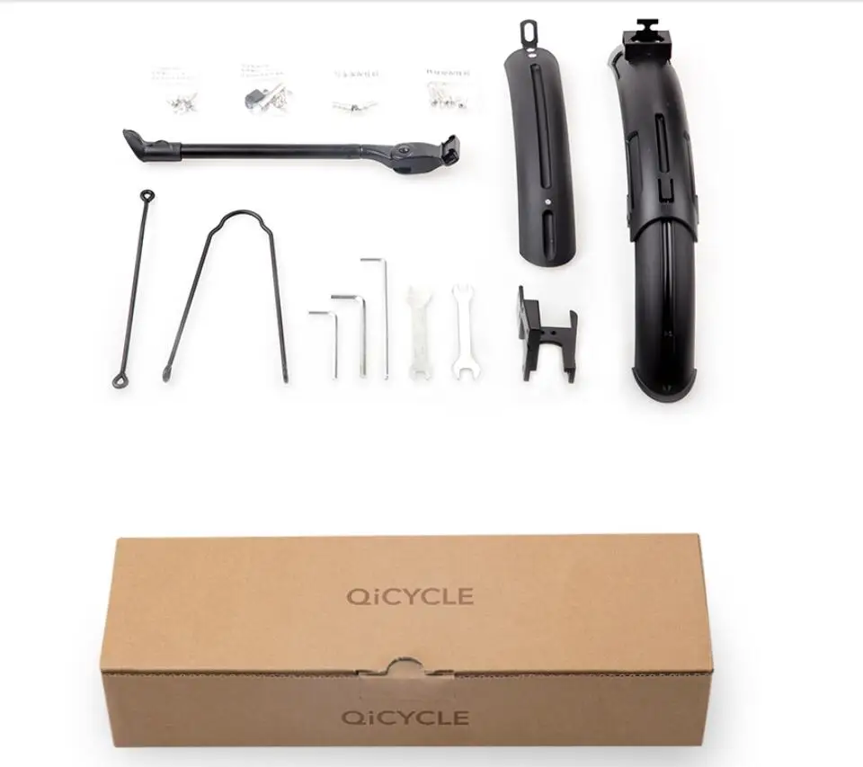 Original Upgraded version 3re XIAOMI Qicycle electric bicycle Fender stents qicycle Mudguard and Kickstand - Цвет: Черный